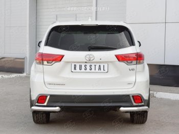 15 999 р. Защита заднего бампера (Ø63 мм уголки, нержавейка) SLITKOFF  Toyota Highlander  XU50 (2013-2017) дорестайлинг  с доставкой в г. Керчь. Увеличить фотографию 3