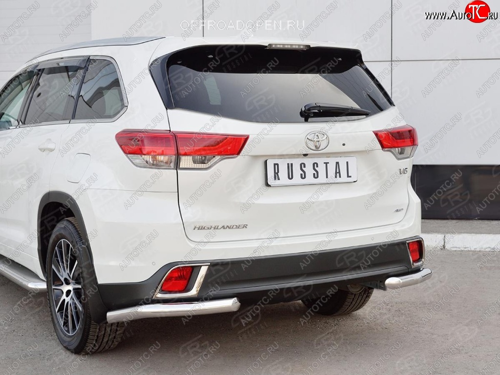15 999 р. Защита заднего бампера (Ø63 мм уголки, нержавейка) SLITKOFF  Toyota Highlander  XU50 (2013-2017) дорестайлинг  с доставкой в г. Керчь