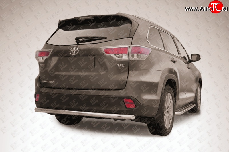 12 999 р. Защита заднего бампера из трубы диаметром 57 мм Slitkoff  Toyota Highlander  XU50 (2013-2017) дорестайлинг (Цвет: нержавеющая полированная сталь)  с доставкой в г. Керчь