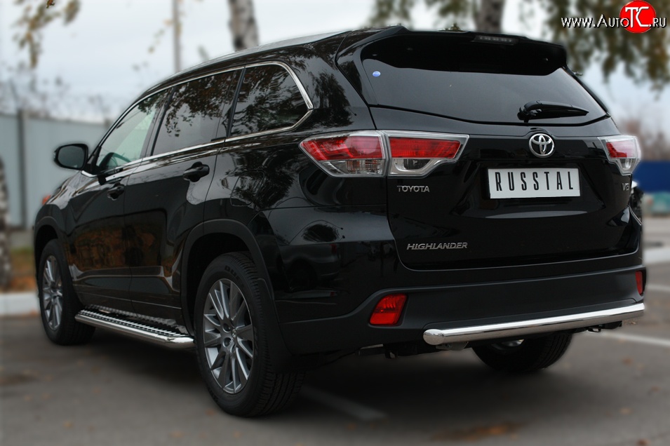 16 249 р. Защита заднего бампера (Ø63 мм, нержавейка) SLITKOFF  Toyota Highlander  XU50 (2013-2017) дорестайлинг  с доставкой в г. Керчь