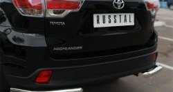14 949 р. Защита заднего бампера (Ø63 мм уголки, нержавейка) SLITKOFF  Toyota Highlander  XU50 (2013-2017) дорестайлинг  с доставкой в г. Керчь. Увеличить фотографию 3