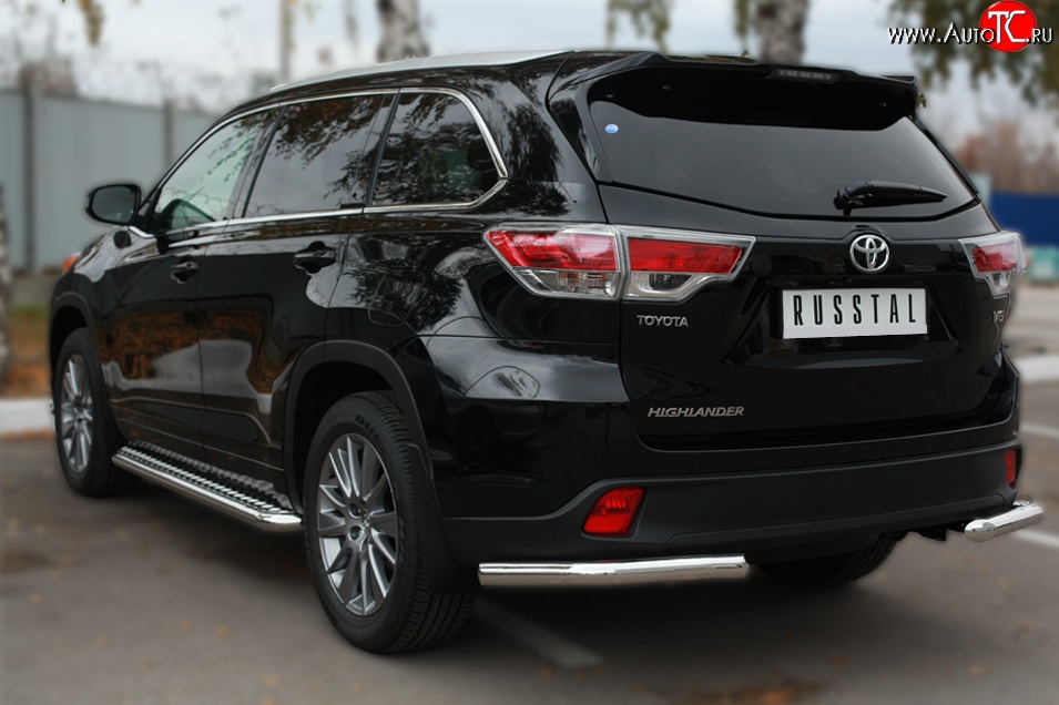 14 949 р. Защита заднего бампера (Ø63 мм уголки, нержавейка) SLITKOFF  Toyota Highlander  XU50 (2013-2017) дорестайлинг  с доставкой в г. Керчь