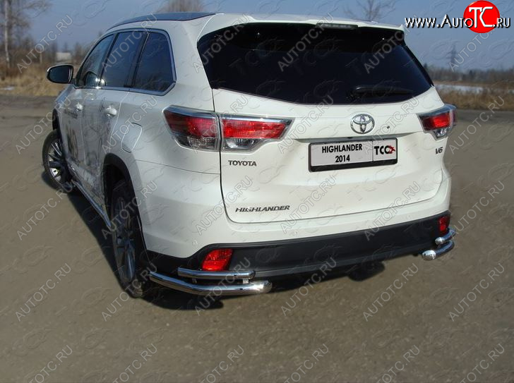 24 999 р. Защита заднего бампера (уголки двойные) ТСС 60,3/42,4 мм  Toyota Highlander  XU50 (2013-2017) дорестайлинг  с доставкой в г. Керчь