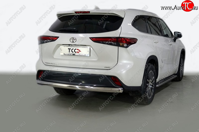 23 899 р. Защита заднего бампера (овальная) ТСС (нержавейка d75х42 мм) Toyota Highlander XU70 (2020-2025)  с доставкой в г. Керчь