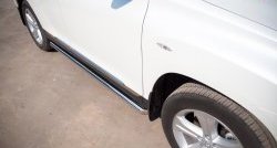 77 999 р. Защита порогов из круглой трубы диаметром 76 мм (рестайлинг) Russtal Toyota Highlander XU40 рестайлинг (2010-2013) (Защита порогов с со скосами на торцах (вариант 1))  с доставкой в г. Керчь. Увеличить фотографию 3