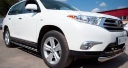 77 999 р. Защита порогов из круглой трубы диаметром 76 мм (рестайлинг) Russtal Toyota Highlander XU40 рестайлинг (2010-2013) (Защита порогов с со скосами на торцах (вариант 1))  с доставкой в г. Керчь. Увеличить фотографию 12