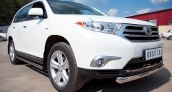 77 999 р. Защита порогов из круглой трубы диаметром 76 мм (рестайлинг) Russtal Toyota Highlander XU40 рестайлинг (2010-2013) (Защита порогов с со скосами на торцах (вариант 1))  с доставкой в г. Керчь. Увеличить фотографию 8