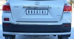 Одинарная защита заднего бампера из трубы диаметром 63 мм (рестайлинг) SLITKOFF Toyota Highlander  XU40 (2010-2013) рестайлинг