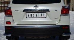 Защита заднего бампера (Ø63 мм уголки, нержавейка) SLITKOFF Toyota Highlander  XU40 (2010-2013) рестайлинг