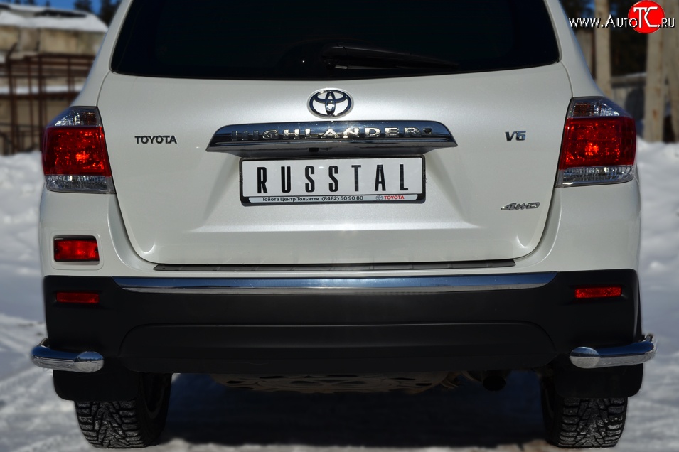 13 949 р. Защита заднего бампера (Ø63 мм уголки, нержавейка) SLITKOFF Toyota Highlander XU40 рестайлинг (2010-2013)  с доставкой в г. Керчь