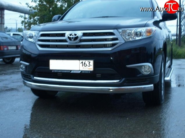 11 499 р. Защита переднего бампера d75x42 мм Металл Дизайн Toyota Highlander XU40 рестайлинг (2010-2013) (полированная нержавейка)  с доставкой в г. Керчь