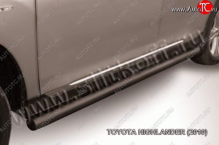 12 999 р. Защита порогов Slitkoff Toyota Highlander XU40 рестайлинг (2010-2013) (Цвет: серебристый)  с доставкой в г. Керчь