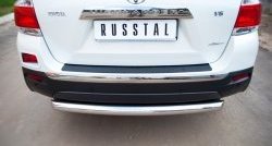 Защита заднего бампера (Ø76 мм, нержавейка) SLITKOFF Toyota Highlander  XU40 (2010-2013) рестайлинг