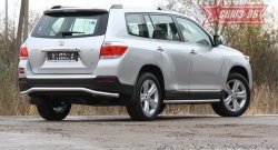 Фигурная защита заднего бампера d60 Souz-96 Toyota Highlander  XU40 (2010-2013) рестайлинг