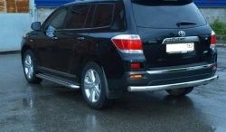 Защита заднего бампера d75x42 ммМеталл Дизайн Toyota Highlander  XU40 (2007-2010) дорестайлинг (полированная нержавейка)