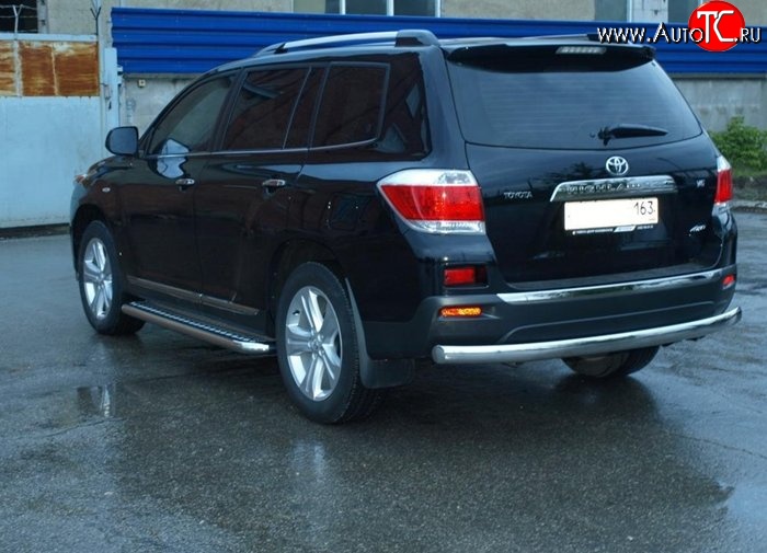 11 499 р. Защита заднего бампера d75x42 ммМеталл Дизайн Toyota Highlander XU40 дорестайлинг (2007-2010) (полированная нержавейка)  с доставкой в г. Керчь