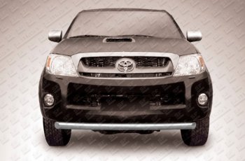 Защита переднего бампера Slitkoff (Ø 57, радиусная). Toyota Hilux  AN20,AN30 (2011-2016)  2-ой рестайлинг (Сталь с полимерным покрытием. Цвет: серебристый)