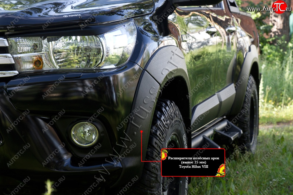 27 549 р. Расширитель арки RA (вылет 25 мм, комплект) Toyota Hilux AN120 дорестайлинг (2016-2020) (Поверхность глянец (под окраску), Неокрашенный)  с доставкой в г. Керчь