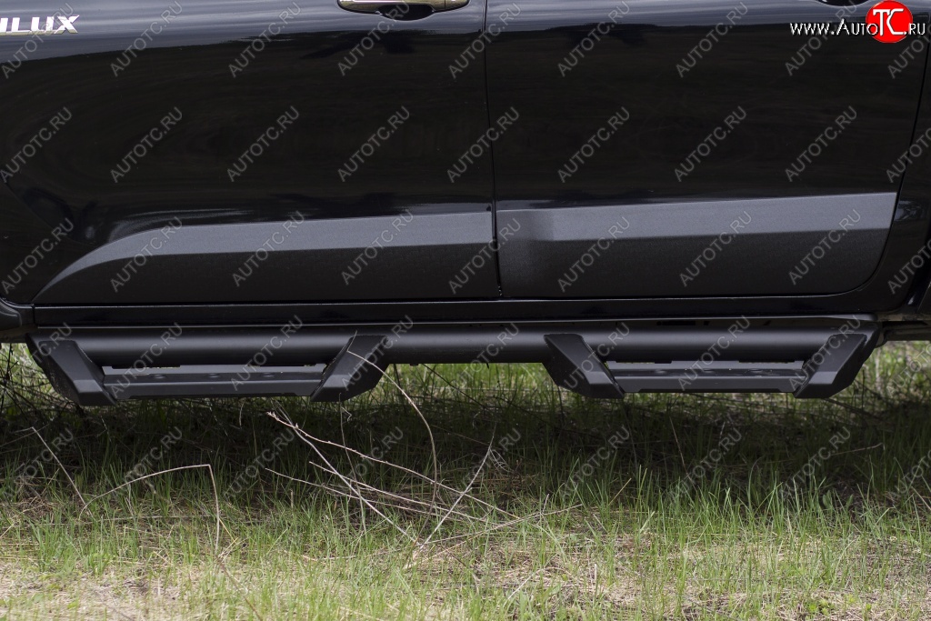 10 299 р. Молдинги дверей RA (комплект)  Toyota Hilux  AN120 (2016-2020) дорестайлинг (Поверхность глянец (под окраску), Неокрашенные)  с доставкой в г. Керчь