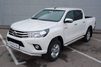 22 999 р. Широкая защита порогов с трубой диаметром 42 мм SLITKOFF v2  Toyota Hilux  AN120 (2016-2020) дорестайлинг  с доставкой в г. Керчь. Увеличить фотографию 2