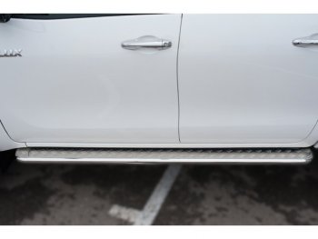 22 999 р. Широкая защита порогов с трубой диаметром 42 мм SLITKOFF v2  Toyota Hilux  AN120 (2016-2020) дорестайлинг  с доставкой в г. Керчь. Увеличить фотографию 3