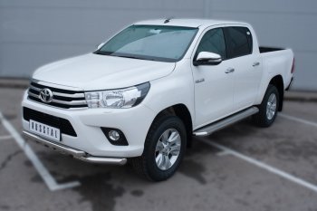 41 999 р. Порожки для ног (труба Ø63) SLITKOFF  Toyota Hilux  AN120 (2016-2020) дорестайлинг (лист - нержавейка, профиль - нержавейка)  с доставкой в г. Керчь. Увеличить фотографию 4