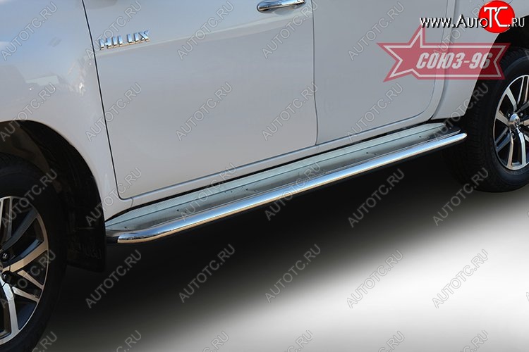 21 689 р. Защита порогов с листом Souz-96 (d60). Toyota Hilux AN120 дорестайлинг (2016-2020)  с доставкой в г. Керчь