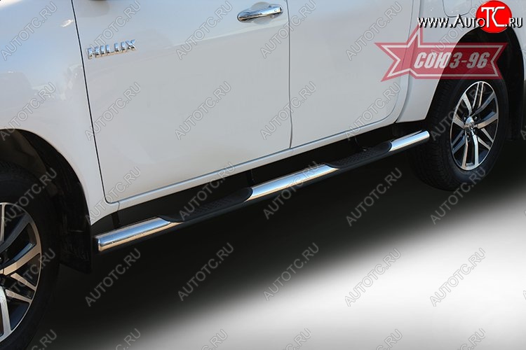 17 369 р. Защита порогов с проступью Souz-96 (d76) Toyota Hilux AN120 дорестайлинг (2016-2020)  с доставкой в г. Керчь