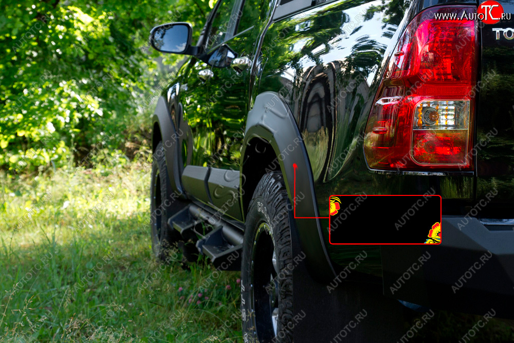 6 999 р. Расширитель арки RA (вылет 25 мм, задний левый) Toyota Hilux AN120 дорестайлинг (2016-2020) (Поверхность глянец под покраску, Неокрашенный)  с доставкой в г. Керчь