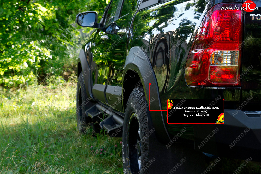 6 999 р. Расширитель арки RA (вылет 25 мм, задний левый)  Toyota Hilux  AN120 (2016-2020) дорестайлинг (Поверхность шагрень)  с доставкой в г. Керчь