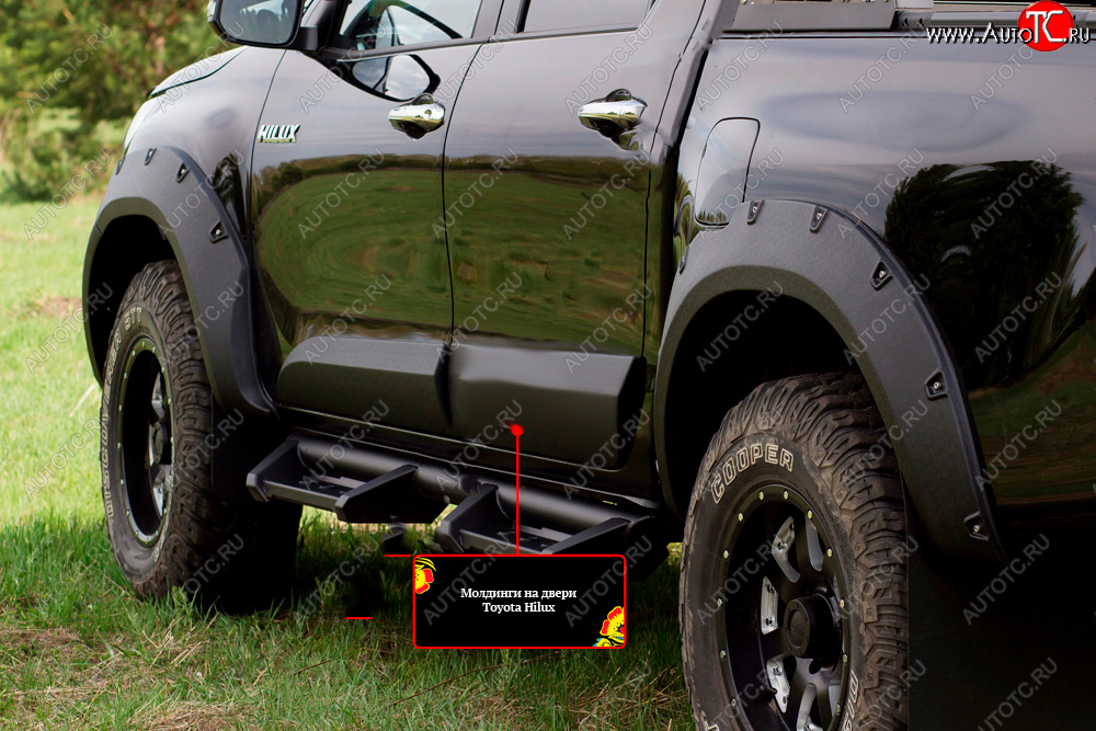 3 499 р. Молдинг двери RA (задний левый)  Toyota Hilux  AN120 (2016-2020) дорестайлинг (Поверхность шагрень)  с доставкой в г. Керчь