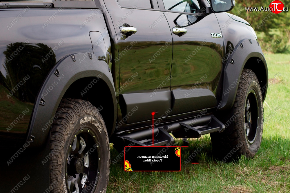 3 499 р. Молдинг двери RA (задний правый) Toyota Hilux AN120 дорестайлинг (2016-2020) (Поверхность глянец под покраску, Неокрашенный)  с доставкой в г. Керчь
