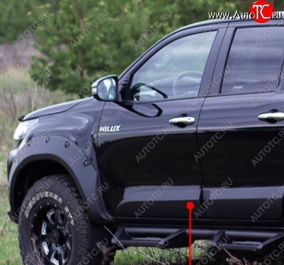 3 499 р. Молдинг двери RA (передний левый)  Toyota Hilux  AN120 (2016-2020) дорестайлинг (Поверхность глянец под покраску, Неокрашенный)  с доставкой в г. Керчь