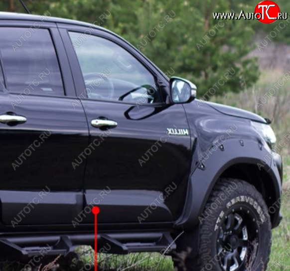 3 499 р. Молдинг двери RA (передний правый) Toyota Hilux AN120 дорестайлинг (2016-2020) (Поверхность глянец под покраску, Неокрашенный)  с доставкой в г. Керчь