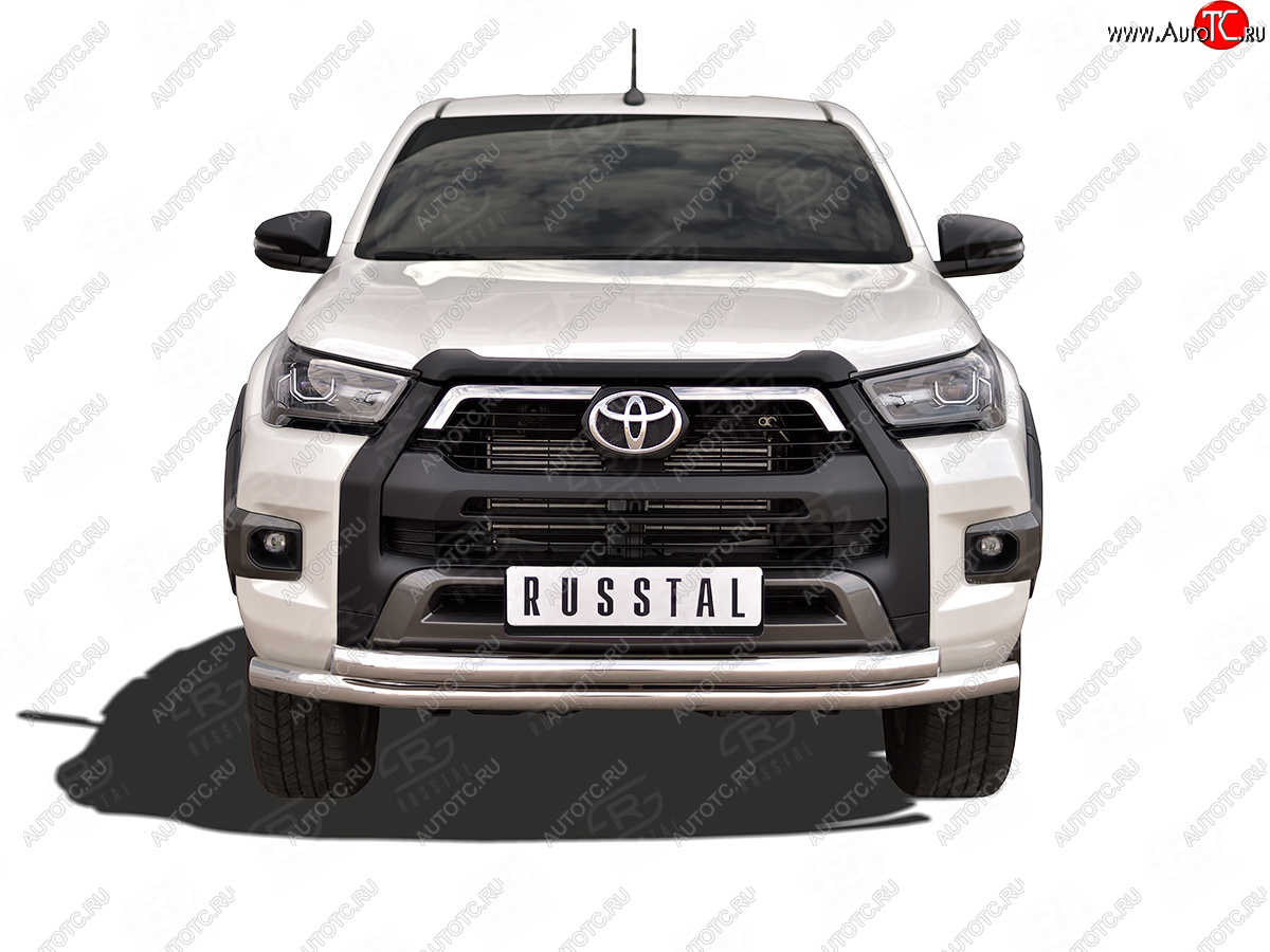 22 299 р. Защита переднего бампера (2 трубы Ø63 мм, нержавейка, BLACK ONYX) SLITKOFF  Toyota Hilux  AN120 (2020-2025) 2-ой рестайлинг  с доставкой в г. Керчь