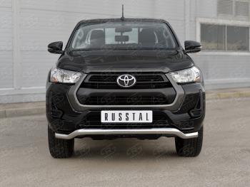Защита переднего бампера (Ø63 мм волна) SLITKOFF Toyota Hilux  AN120 (2020-2025) 2-ой рестайлинг (полированная нержавейка)