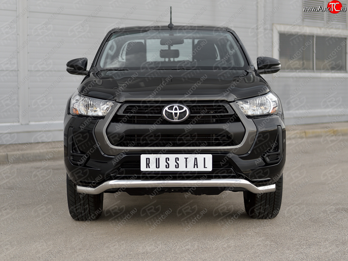 16 899 р. Защита переднего бампера (Ø63 мм волна) SLITKOFF  Toyota Hilux  AN120 (2020-2025) 2-ой рестайлинг (полированная нержавейка)  с доставкой в г. Керчь