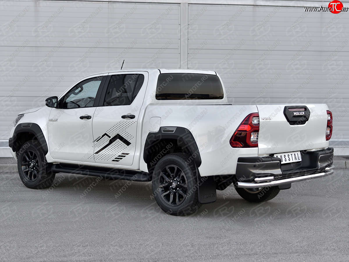 24 999 р. Защита заднего бампера (Ø63 и 42 мм) SLITKOFF  Toyota Hilux  AN120 (2020-2025) 2-ой рестайлинг (полированная нержавейка)  с доставкой в г. Керчь