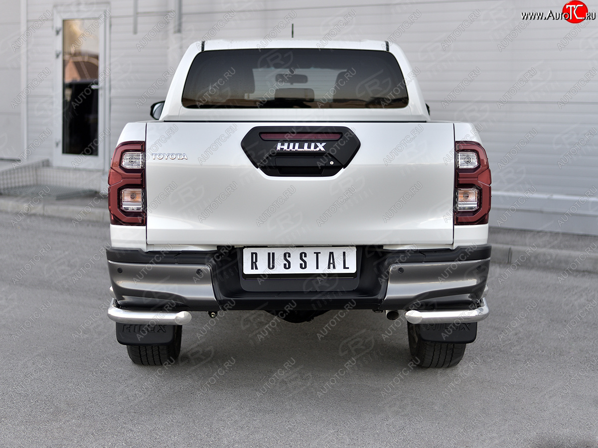 21 349 р. Защита заднего бампера (Ø63 мм, нержавейка, BLACK ONYX) SLITKOFF  Toyota Hilux  AN120 (2020-2025) 2-ой рестайлинг  с доставкой в г. Керчь