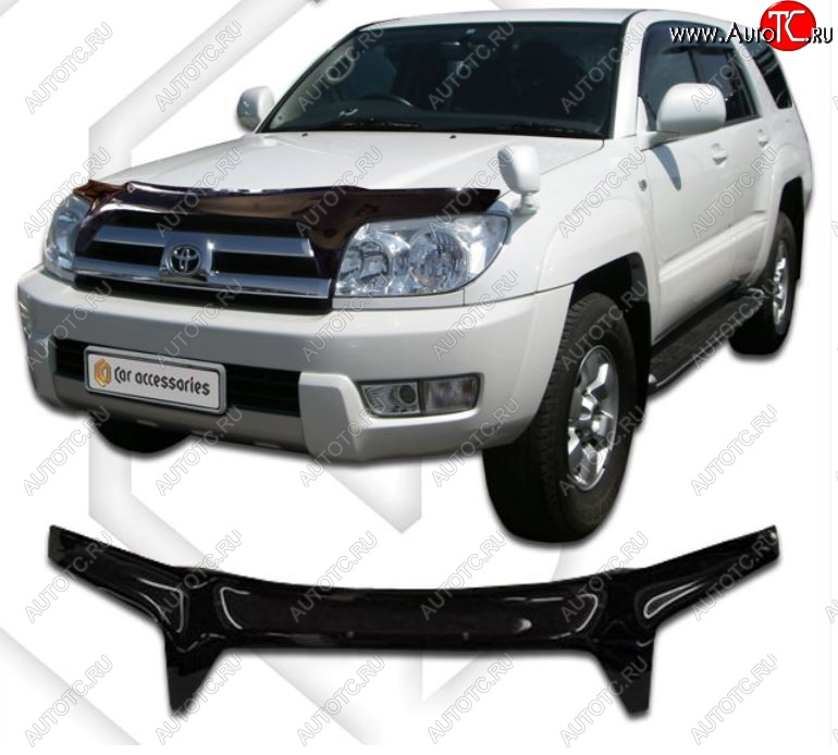 2 599 р. Дефлектор капота (N215) CA-Plastiс  Toyota Hilux Surf  N210 (2002-2005) дорестайлинг (Classic черный, Без надписи)  с доставкой в г. Керчь