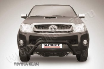 Кенгурятник d76 низкий широкий мини Slitkoff Toyota Hilux  AN10,AN20 (2008-2011) 1-ый рестайлинг