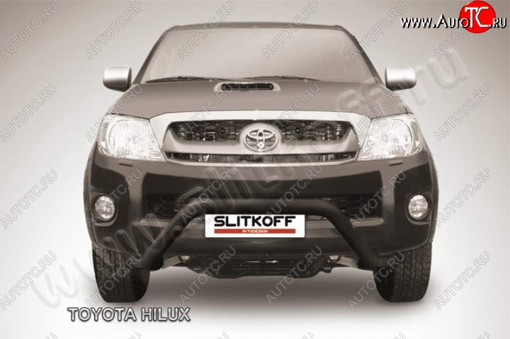 24 849 р. Кенгурятник d76 низкий широкий мини Slitkoff  Toyota Hilux  AN10,AN20 (2008-2011) 1-ый рестайлинг (Цвет: серебристый)  с доставкой в г. Керчь