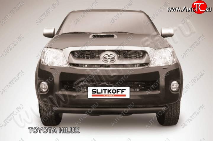 10 299 р. Защита переднего бампера из трубы d76 Slitkoff (радиусная)  Toyota Hilux  AN10,AN20 (2008-2011) 1-ый рестайлинг (Цвет: серебристый)  с доставкой в г. Керчь