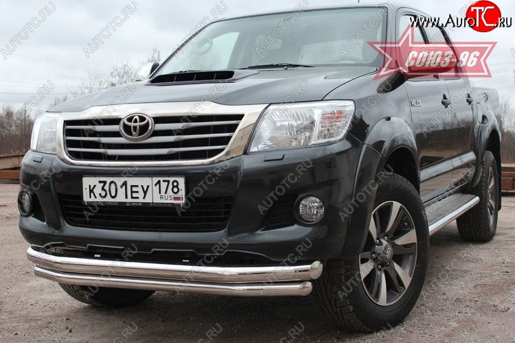 9 629 р. Защита переднего бампера двойная Souz-96 (d76/60) Toyota Hilux AN20,AN30  2-ой рестайлинг (2011-2016)  с доставкой в г. Керчь