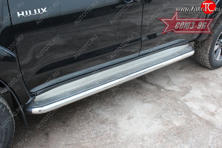 21 689 р. Защита порогов с листом Souz-96 (d60). Toyota Hilux AN10,AN20 дорестайлинг (2004-2008)  с доставкой в г. Керчь