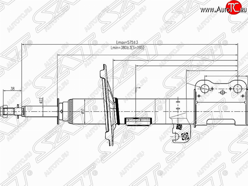 3 899 р. Левый амортизатор передний SAT  Toyota Ipsum  ACM20 - Noah  1  с доставкой в г. Керчь