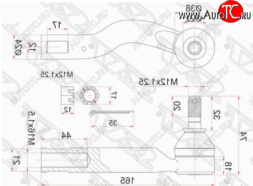 739 р. Правый наконечник рулевой тяги SAT Toyota Ipsum ACM20 дорестайлинг (2001-2003)  с доставкой в г. Керчь
