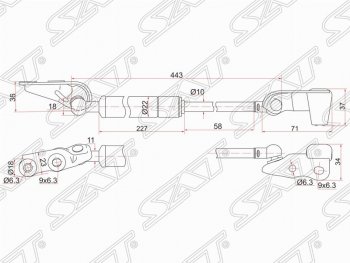 Правый газовый упор крышки багажника SAT Toyota Ipsum  ACM20 (2001-2003) дорестайлинг