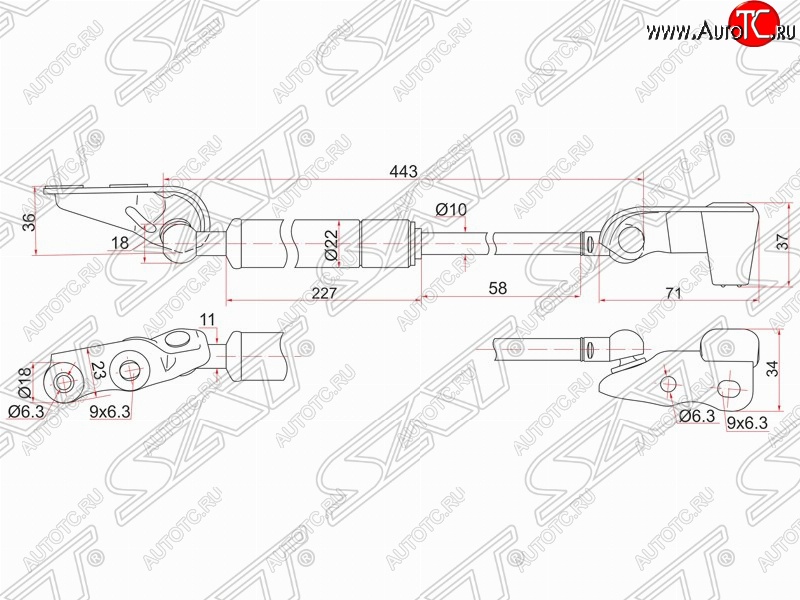 1 199 р. Правый газовый упор крышки багажника SAT  Toyota Ipsum  ACM20 (2001-2003) дорестайлинг  с доставкой в г. Керчь