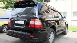 8 149 р. Накладка на задний бампер CT Toyota Land Cruiser 100 дорестайлинг (1998-2002) (Неокрашенная)  с доставкой в г. Керчь. Увеличить фотографию 2